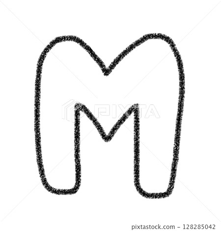 字母M 手寫字母 可愛 材質 黑色 插畫 材質 圖示 蠟筆風格 128285042