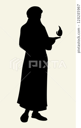 Vector drawing. Girl with a lamp 128285967