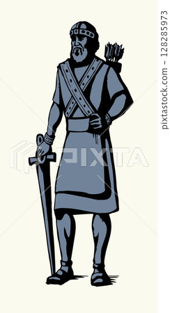 Vector drawing. Warrior with sword Vector drawing. Warrior with sword 128285973