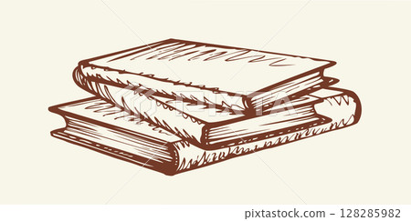 Vector sketch. Stack of books 128285982