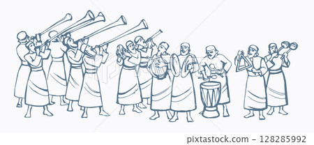 Vector drawing. People play music Vector drawing. People play music 128285992