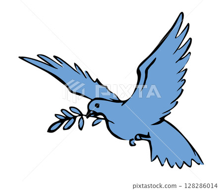 Vector drawing. Cute flying dove 128286014