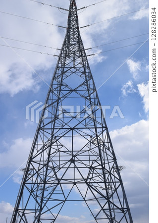 Transmission tower high voltage alternating current Transmission tower high voltage alternating current 128286034