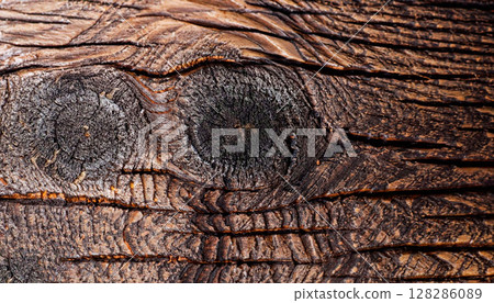 The photo of the texture of a section of black oak with a wood structure 128286089