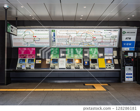 JR East ticket vending machine and route map (near the JR Ueno Station Park ticket gate) 128286181