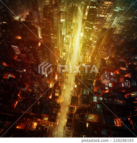 城市建築夜景AI生成素材 城市建築夜景AI生成素材 128286193