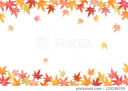 Watercolor autumn leaves frame 128286359
