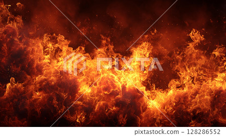 熊熊火焰和火花的動態背景 128286552