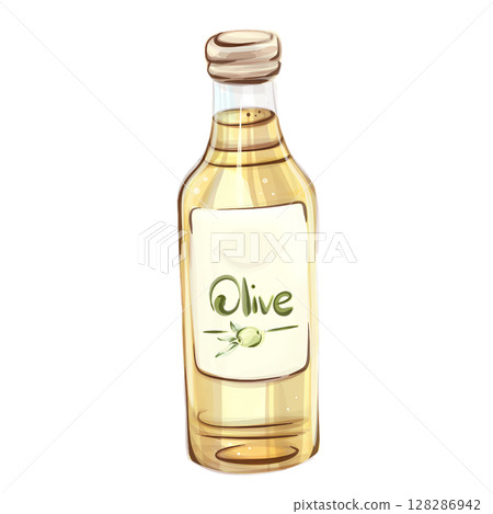 Explore the rich flavors of olive oil and olives through watercolor illustrations inspired by Italian cuisine 128286942
