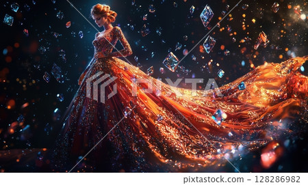 AI Queen in Passionate Jewel Dress 128286982