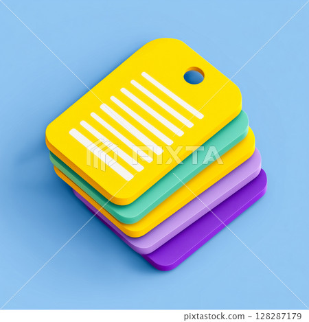 Minimalist document folder with color-coded tabs 128287179