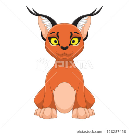 Cartoon caracal cat isolated on white background 128287438