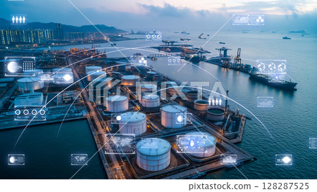 近岸高科技儲能設施,透過數位網路與船舶連接 近岸高科技儲能設施,透過數位網路與船舶連接 128287525