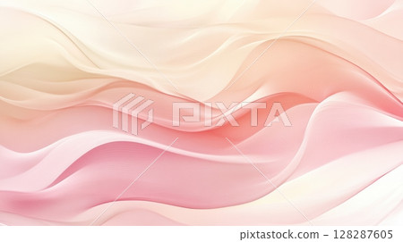 Soft pastel waves create a calming and serene atmosphere in a delicate fabric composition 128287605