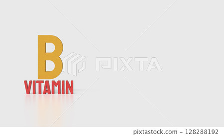 The Vitamin B text on white background for health concept 3d Rendering. The Vitamin B text on white background for health concept 3d Rendering. 128288192