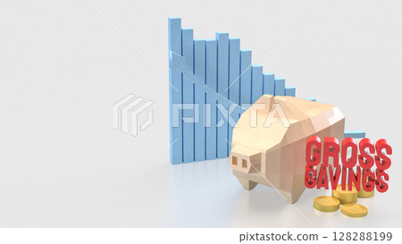 The Gross savings and Piggy Bank for Business concept 3d Rendering. 128288199