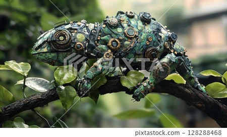 人工智慧變色龍的葉子偽裝模仿藝術 人工智慧變色龍的葉子偽裝模仿藝術 128288468