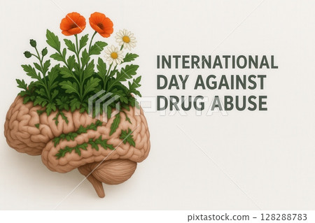 Human brain depicted as a garden with healthy flowers growing on top Human brain depicted as a garden with healthy flowers growing on top 128288783