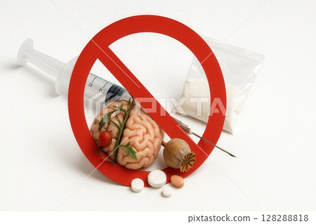 Symbol for drug prevention, addiction awareness and public health campaigns 128288818