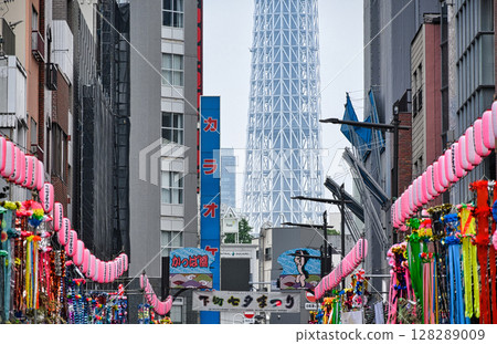 Tokyo's Kappabashi Main Street Shitamachi Tanabata Festival Held every July on Tanabata Tokyo's Kappabashi Main Street Shitamachi Tanabata Festival Held every July on Tanabata 128289009