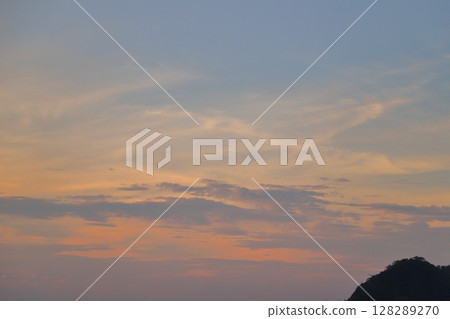 Sunset sky, clouds, mountains 128289270