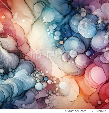 Delicate Abstract Ink Flow with Soft Gradient Colors and Organic Shapes with Generative AI. 128289684