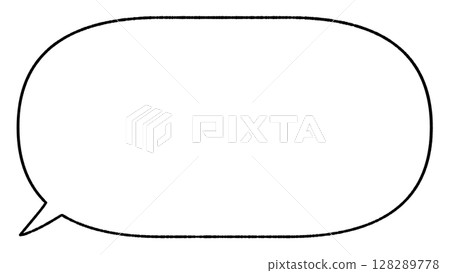 Right-facing rounded speech bubble hand-drawn style black and white frame, black line drawing 128289778