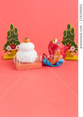Japanese New Year's Card Material Red Background 128290002