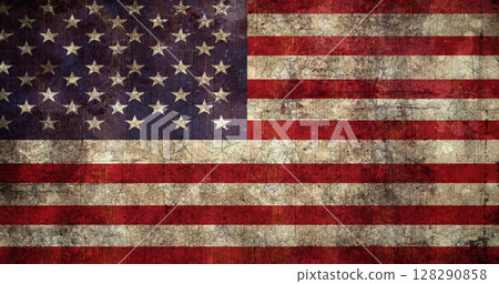 Image of American flag with distressed pattern moving in repetition in seamless loop Image of American flag with distressed pattern moving in repetition in seamless loop 128290858