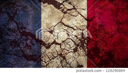 Image of flickering distressed pattern moving in seamless loop over French flag in the background Image of flickering distressed pattern moving in seamless loop over French flag in the background 128290864