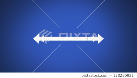 Image of white arrow with two pointed ends on gradient blue background Image of white arrow with two pointed ends on gradient blue background 128290921