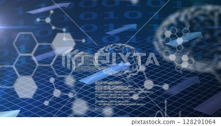 Image of medical data binary coding processing and chemical compound structures Image of medical data binary coding processing and chemical compound structures 128291064