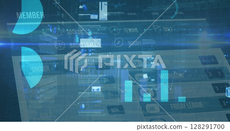 Image of multiple graphs moving over a website 128291700
