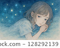 A girl dozing off in an ennui night 128292139