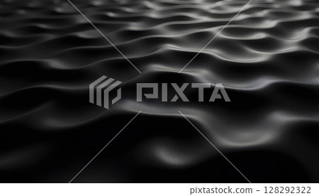 Elegant dark ripple design with fluid wavy lines in a black monochrome palette 128292322
