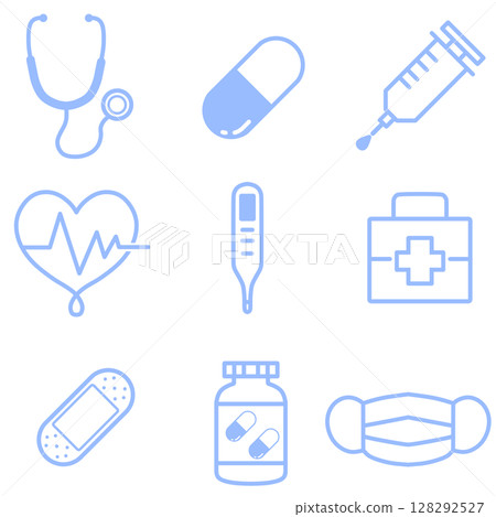 Healthcare Icon Simple Set Blue Healthcare Icon Simple Set Blue 128292527