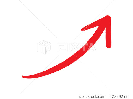 Hand-drawn red upward-pointing arrow Hand-drawn red upward-pointing arrow 128292531