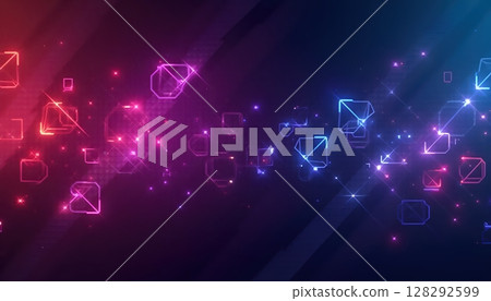 Elegant tech-style background with soft glowing geometric forms 128292599