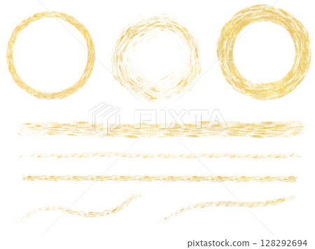 Bright gold circle, frame and line decoration set Bright gold circle, frame and line decoration set 128292694
