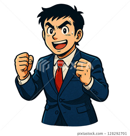 一位辦公室職員興奮地揮舞著拳頭,一位西裝革履的商人為自己的成功而欣喜,對加密貨幣的結果感到滿意 一位辦公室職員興奮地揮舞著拳頭,一位西裝革履的商人為自己的成功而欣喜,對加密貨幣的結果感到滿意 128292701