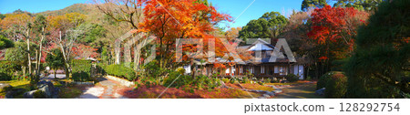 辰野城與辰野公園的修恩亭日式花園的紅葉 辰野城與辰野公園的修恩亭日式花園的紅葉 128292754