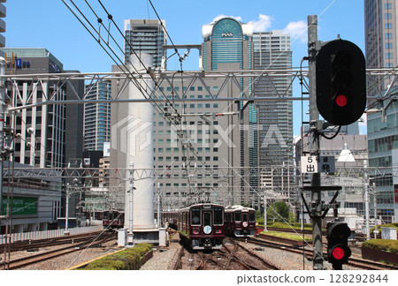 Near Osaka Umeda Station, Hankyu Railway Kobe Line, Takarazuka Line, and Kyoto Line Near Osaka Umeda Station, Hankyu Railway Kobe Line, Takarazuka Line, and Kyoto Line 128292844