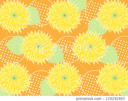 Double-flowered sunflowers, orange background 128292865