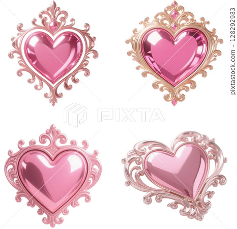 華麗的粉紅心形插圖 128292983