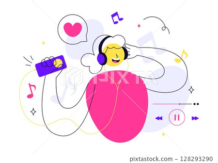 Viral Tunes Vector Illustration Featuring Songs that Became Popular with Sound Waves Equalizer, Voice Signal Circle, and Digital Visualization Sound 128293290