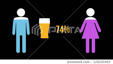 Illustration showing beer consumption statistics with male and female icons Illustration showing beer consumption statistics with male and female icons 128293403