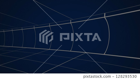 Curved lines forming abstract geometric patterns in futuristic tunnel design 128293530