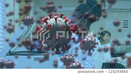 Scientists in laboratory researching virus, focusing on innovative medical solutions Scientists in laboratory researching virus, focusing on innovative medical solutions 128293668
