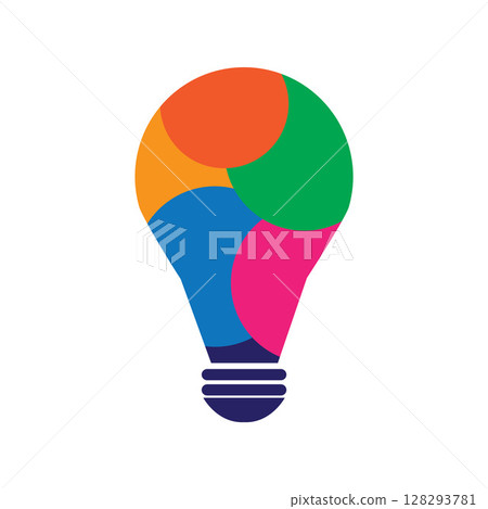 Bulb logo with power icon lamp logo colorful design template 128293781