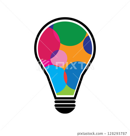 Bulb logo with power icon lamp logo colorful design template 128293787
